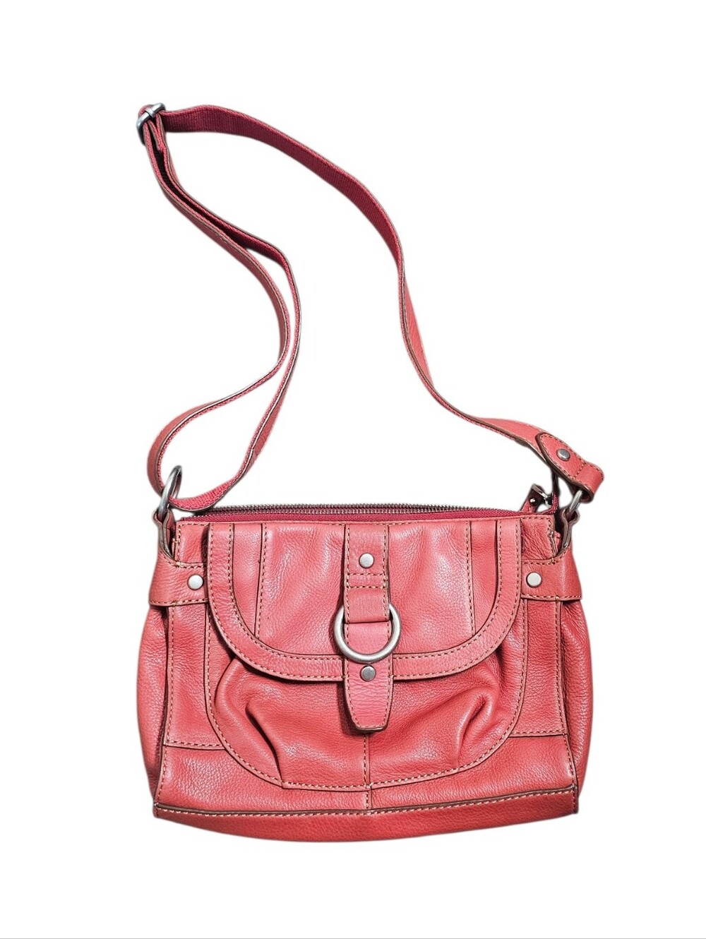 Fossil Long Live Vintage Coral Leather Crossbody Bag